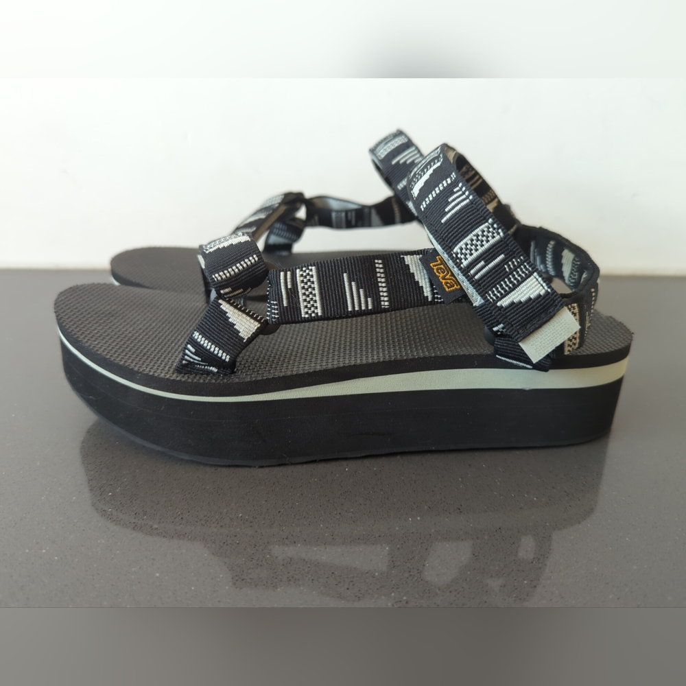 Teva Black and White Platform Sandals